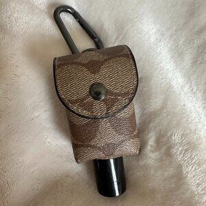 NWT! Coach Keychain Hand Sanitizer Holder Container Charm Signature Khaki C5593